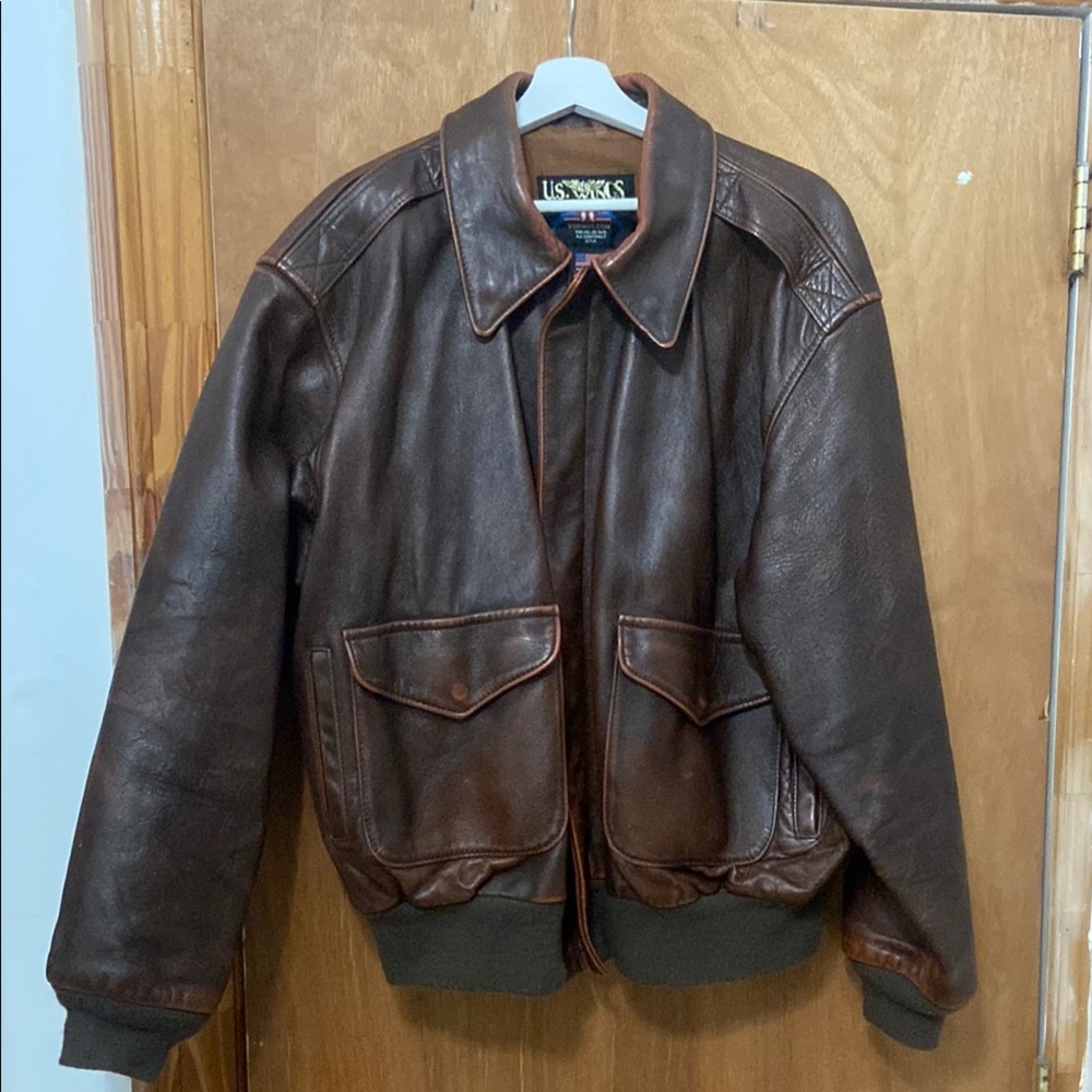 US Wings Brown Leather Jacket
